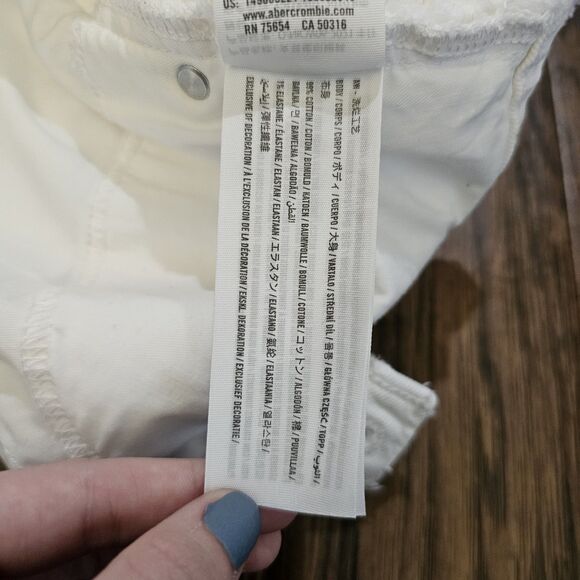 Abercrombie & Fitch Women’s The Mom Shorts Size 35/20 High Rise White Denim - Picture 4 of 7